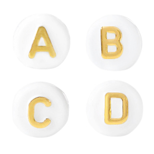 Letter beads acrylic mix white-gold ca 300 pieces